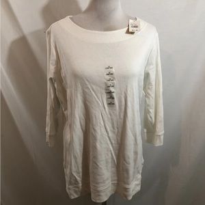 Northcrest Layering Essentials White 3/4 Sleeve Top - Womens 1X, NWT, Bust 23”